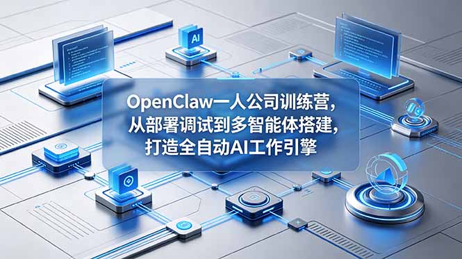 OpenClaw 一人公司训练营，从部署调试到多智能体搭建，打造全自动 AI 工作引擎-小行网创