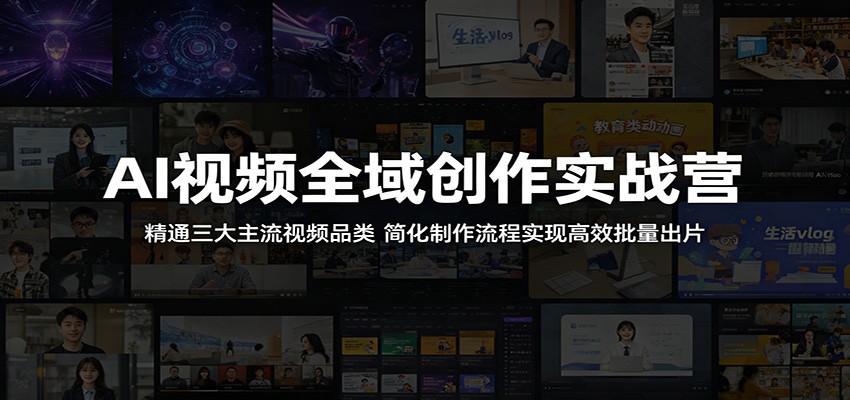 AI视频全域创作实战营:精通三大主流视频品类,简化制作流程实现高效批量出片-小行网创