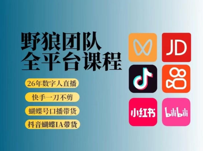 野狼团队2026新版全平台短视频带货教学，打开流量突破口，开始Ai带货(更新26年3月)-小行网创
