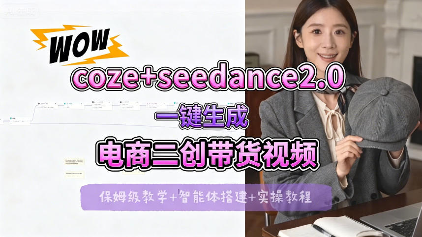【Coze工作流搭建实操教程】seedance2.0+coze一键生成电商二创带货视频，全流程保姆级教学-小行网创