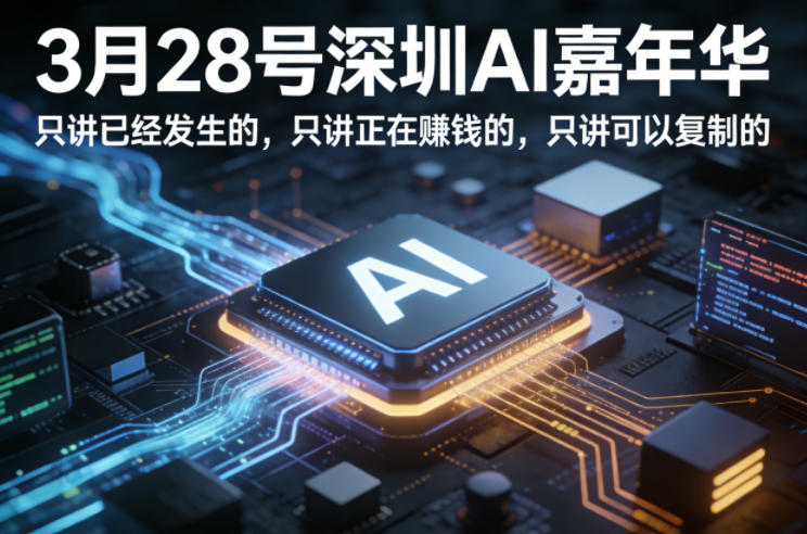 3月28号深圳AI嘉年华,只讲已经发生的,只讲正在賺钱的,只讲可以复制的-小行网创