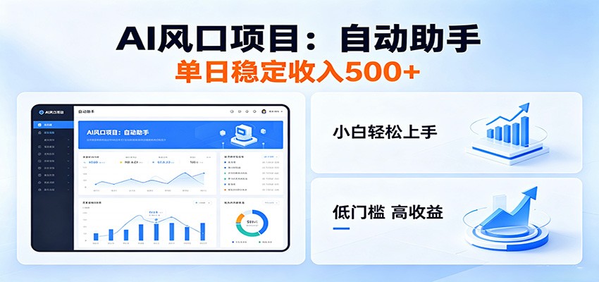 全新AI自动助手项目,低门槛入局,每日稳定收益500以上-小行网创