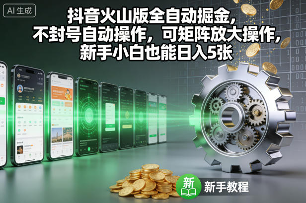 抖音火山版全自动掘金,不封号自动操作,可矩阵放大操作,新手小白也能日入5张【揭秘】-小行网创