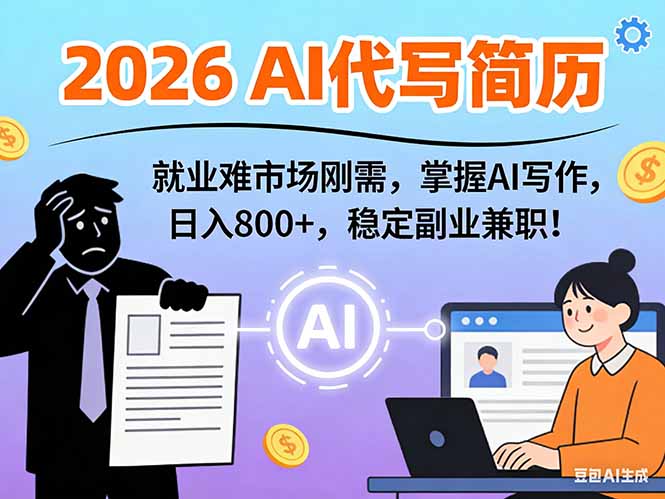 AI代写简历，超暴利，用万能模板月入1-3万实战教程，2026年市场刚需！-小行网创