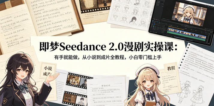 即梦Seedance 2.0漫剧实操课：有手就能做，从小说到成片全教程，小白零门槛上手-小行网创