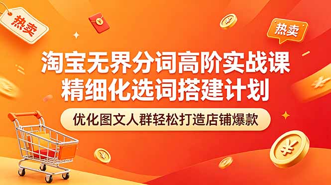 淘宝无界分词高阶实战课 精细化选词搭建计划 优化图文人群轻松打造店铺爆款-小行网创