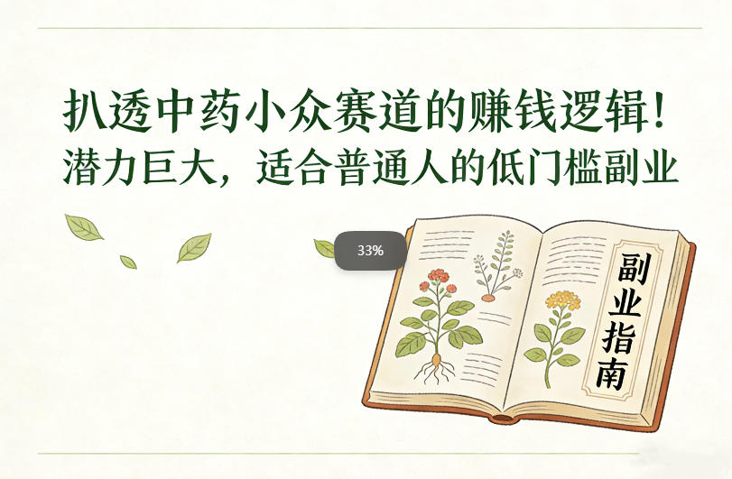 扒透中药小众赛道的賺米逻辑，潜力巨大，适合普通人的低门槛副业-小行网创