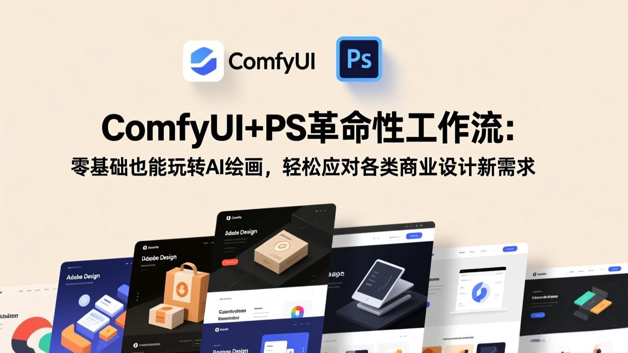 ComfyUI+PS革命性工作流：零基础也能玩转AI绘画，轻松应对各类商业设计新需求-小行网创
