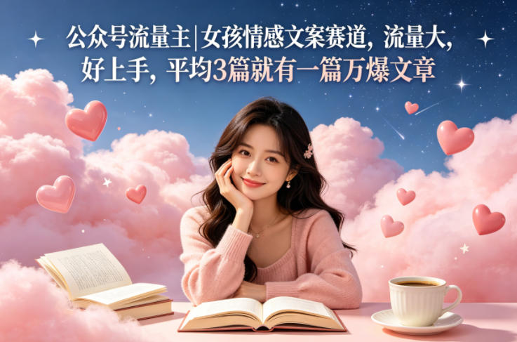 公众号流量主女孩情感文案赛道，流量大，好上手，平均3篇就有一篇万爆文章-小行网创