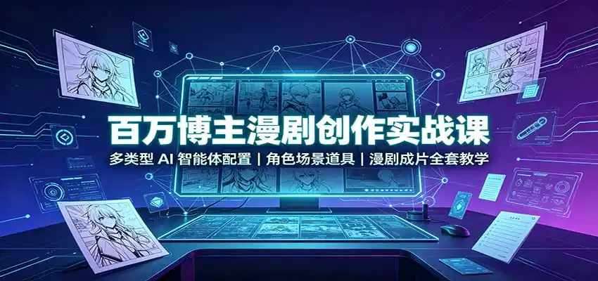 百万博主漫剧创作实战课：多类型AI智能体配置，角色场景道具，漫剧成片全套教学-小行网创