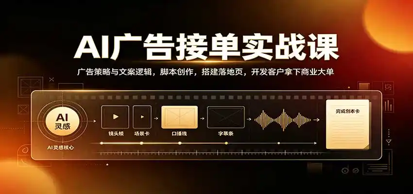 AI广告接单实战：广告策略与文案逻辑，脚本创作，搭建落地页，开发客户拿下商业大单-小行网创