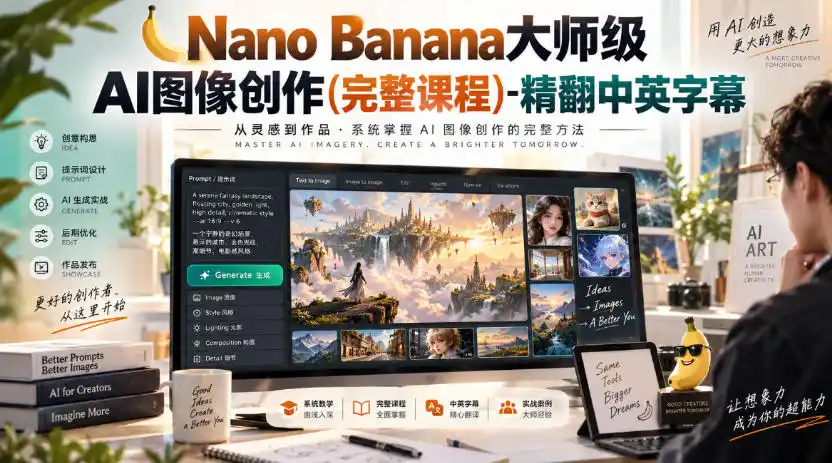 【无水印】Nano Banana大师级AI图像创作(完整课程)-精翻中英字幕-小行网创
