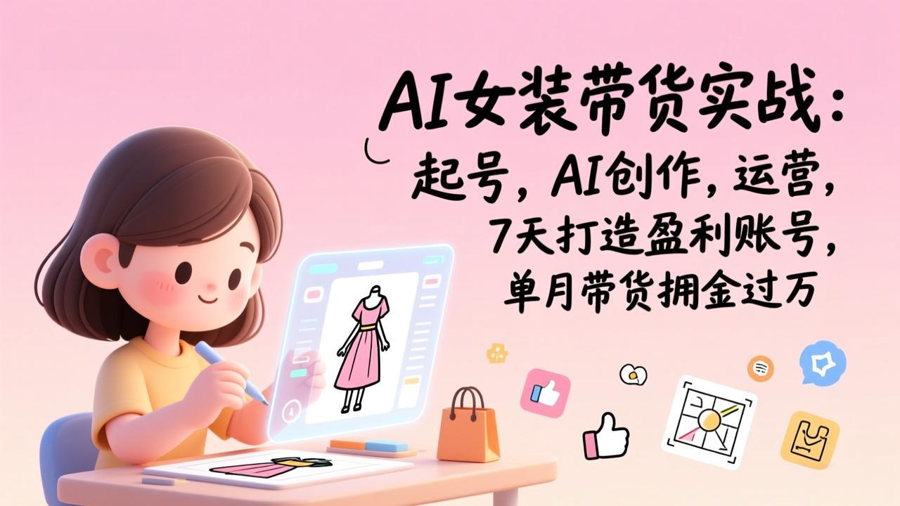 AI女装带货实战：起号，AI创作，运营，7天打造盈利账号，单月带货佣金过万-小行网创