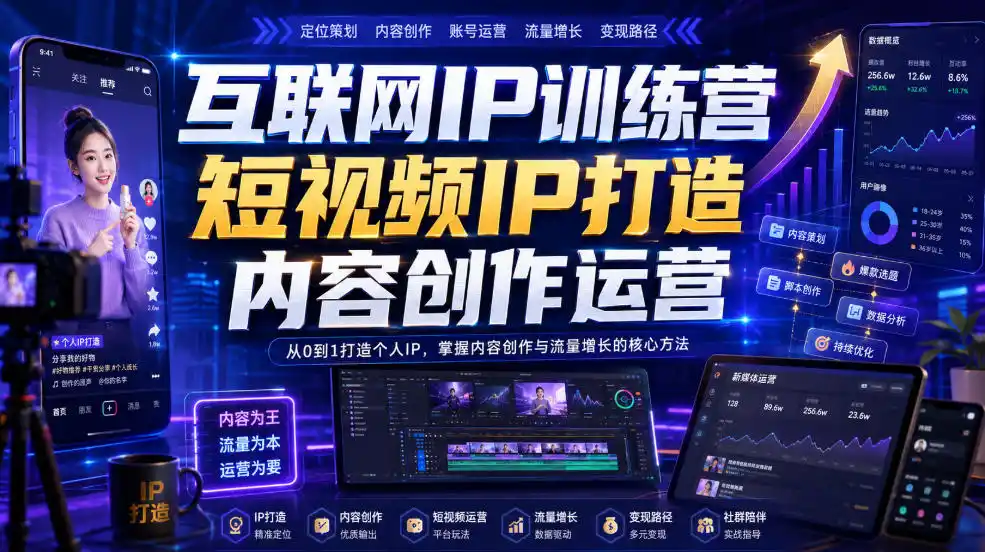 互联网IP训练营,短视频IP打造,内容创作运营-小行网创