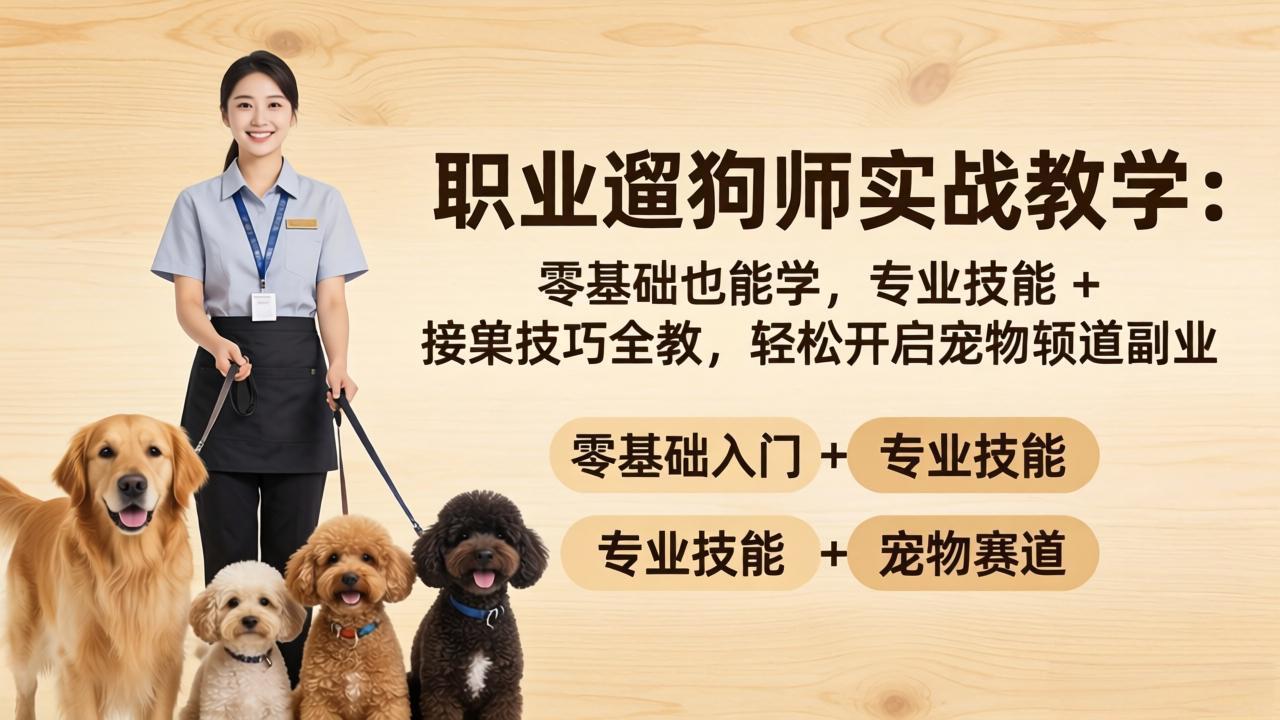 职业遛狗师实战教学：零基础也能学，专业技能 + 接单技巧全教，轻松开启宠物赛道副业-小行网创