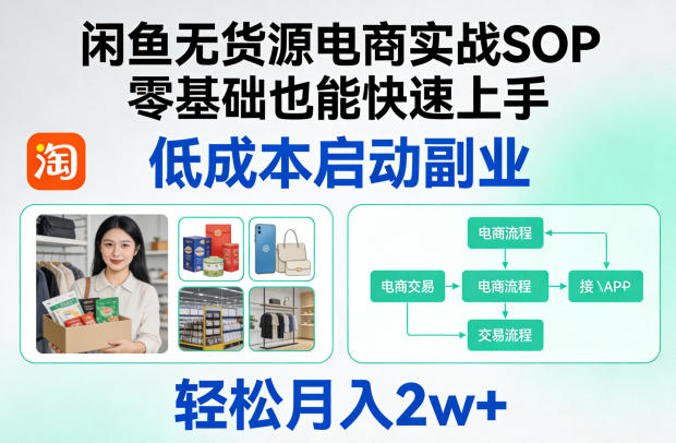 闲鱼无货源电商实战SOP，零基础也能快速上手，低成本启动副业，轻松月入2w+-小行网创