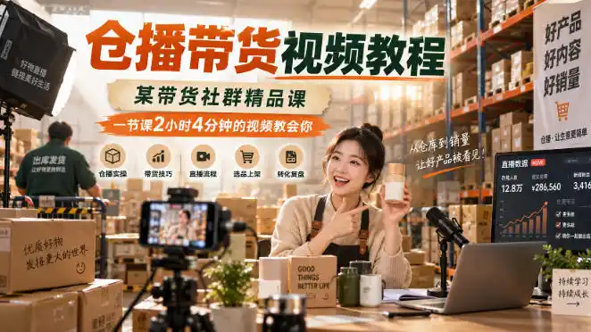 仓播带货视频教程,某带货社群精品课,一节课2小时4分钟的视频教会你-小行网创