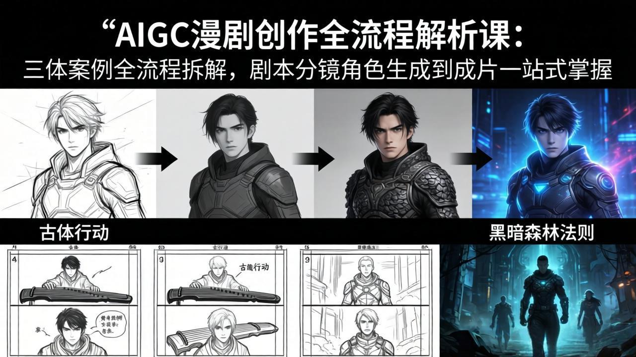 AIGC漫剧创作全流程解析课：三体案例全流程拆解，剧本分镜角色生成到成片一站式掌握-小行网创