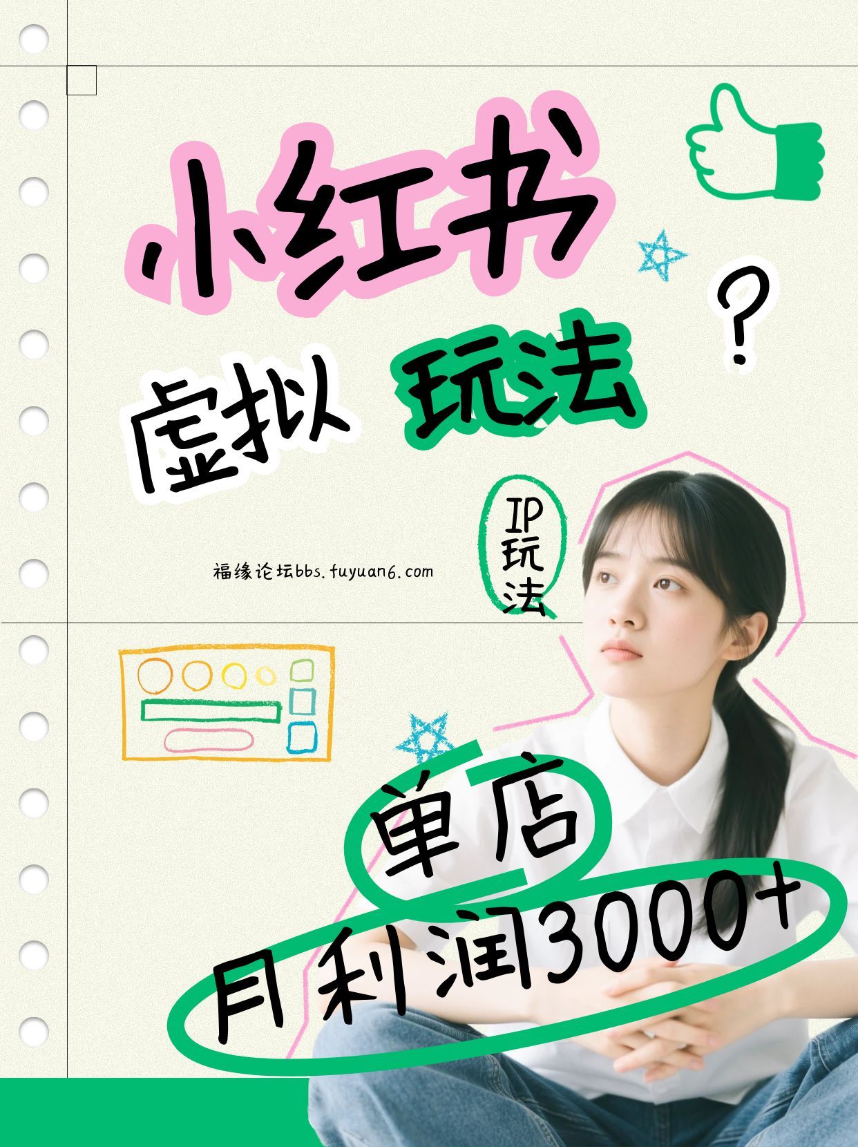 小红书虚拟玩法(铺货流和单品玩法)，单店月利润3000+，IP打法+原创商品(0违规)-小行网创