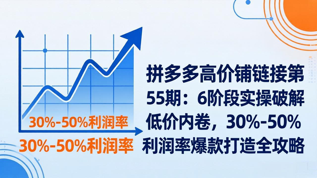 拼多多高价铺链接第55期：6阶段实操破解低价内卷，30%-50%利润率爆款打造全攻略-小行网创