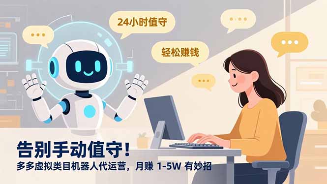 告别手动值守！多多虚拟类目机器人代运营，月赚 1-5W 有妙招-小行网创