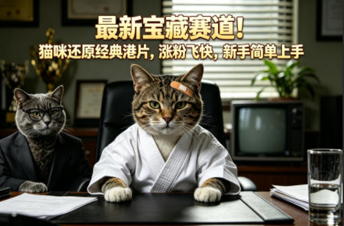 最新宝藏赛道！猫咪还原经典港片，涨粉飞快，新手简单上手-小行网创