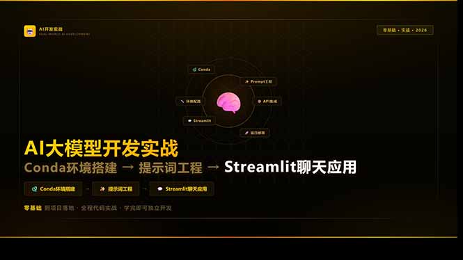 AI大模型开发实战:Conda环境搭建→提示词工程→Streamlit聊天应用,零基础到项目落地-小行网创