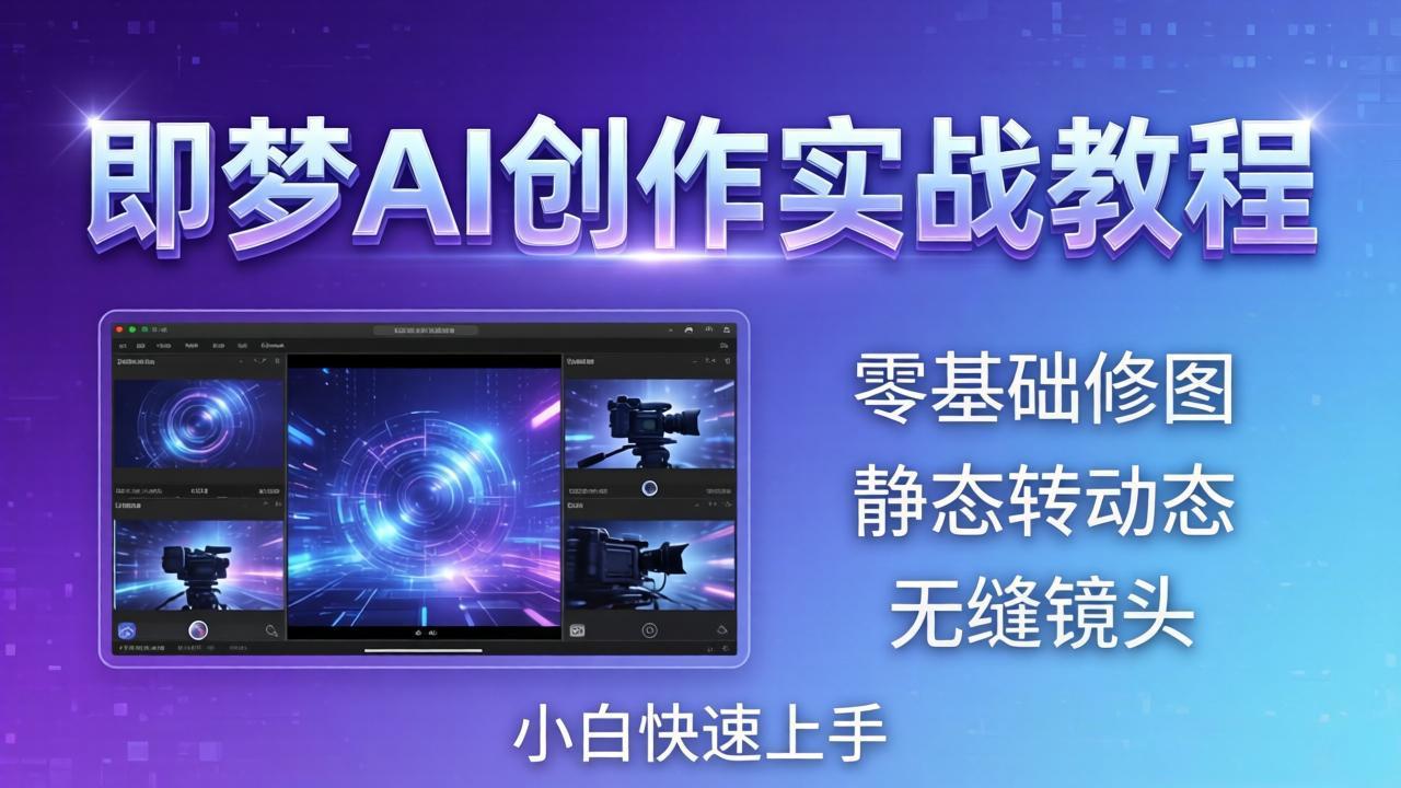 即梦AI创作实战教程，从零基础修图到AI导演，实战教学静态转动态+无缝镜头，小白快速上手-小行网创