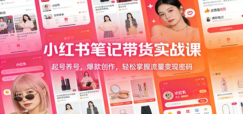 小红书笔记带货实战课：起号养号，爆款创作，轻松掌握流量变现密码-小行网创