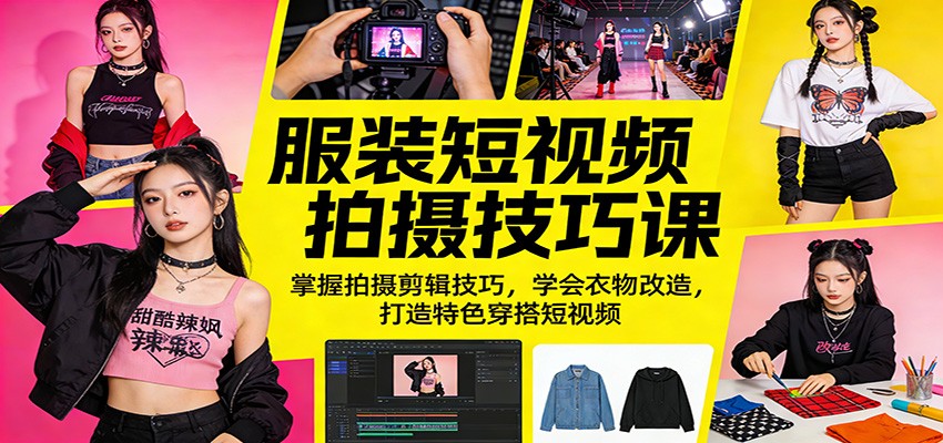 服装短视频拍摄技巧课：掌握拍摄剪辑技巧，学会衣物改造，打造特色穿搭短视频-小行网创
