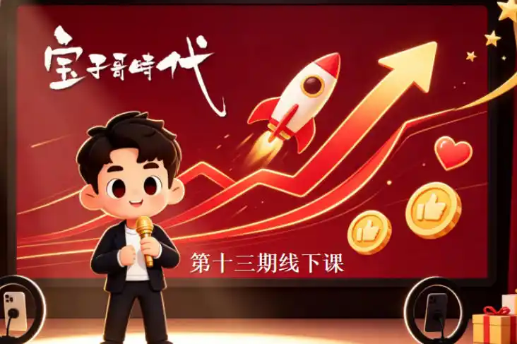 宝子哥抖音直播第13期VIP线下课9月5-6日，26年最值得看的直播课程，快速突破直播间流量瓶颈，打造高效起号闭环-小行网创
