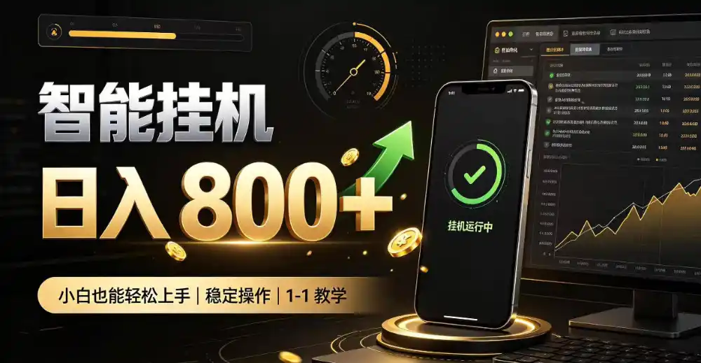 零值守智能挂G，副业高效增收居家智能挂G，新手也能日入800【揭秘】-小行网创
