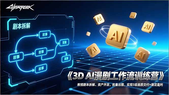 3D AI漫剧工作流训练营：教授剧本拆解、资产开发、批量出图，实现S级画质交付+稳定盈利-小行网创