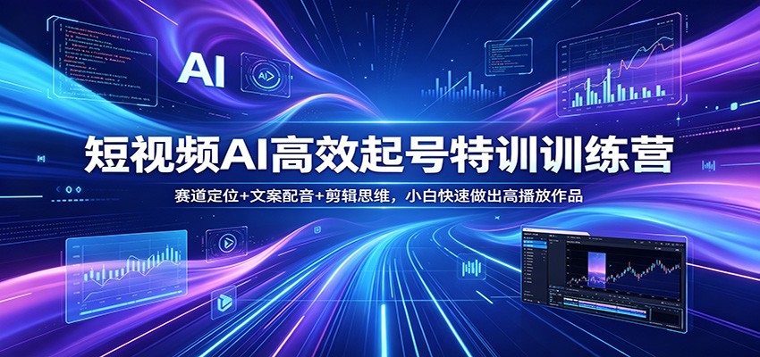 短视频AI高效起号特训训练营：赛道定位+文案配音+剪辑思维，小白快速做出高播放作品-小行网创