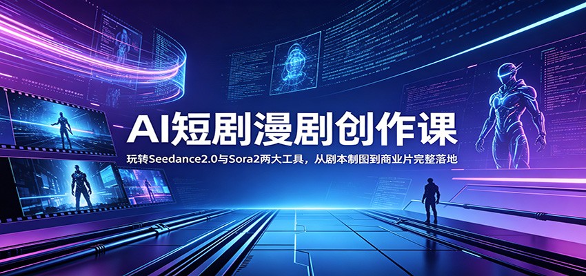 AI短剧漫剧创作课：玩转Seedance2.0与 Sora2两大工具，从剧本制图到商业片完整落地-小行网创