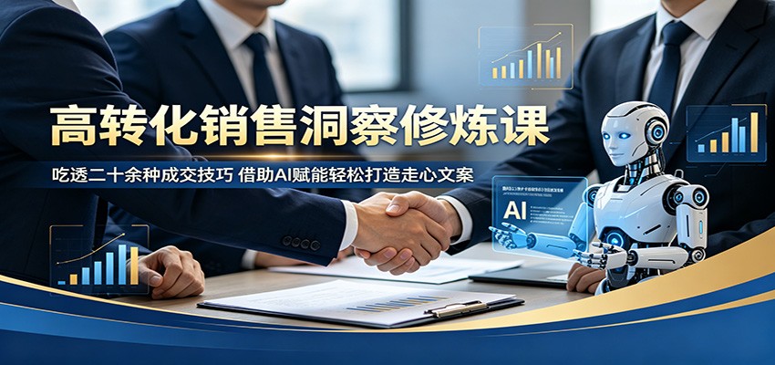 高转化销售洞察修炼课:吃透二十余种成交技巧,借助AI赋能轻松打造走心文案-小行网创