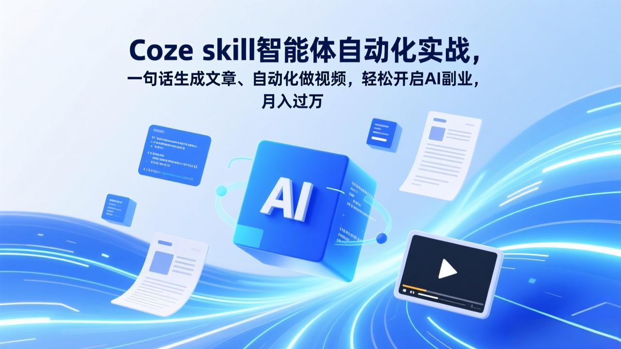 Coze skill智能体自动化实战,一句话生成文章、自动化做视频,轻松开启AI副业,月入过万-小行网创