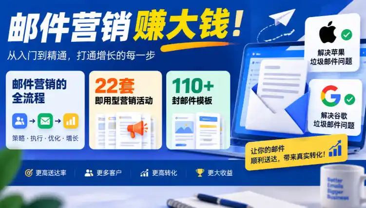【无水印】邮件营销賺大钱！邮件营销的全流程，22套即用型营销活动与110+封邮件模板，还能解决苹果谷歌垃圾邮件问题【原创双语字幕】-小行网创