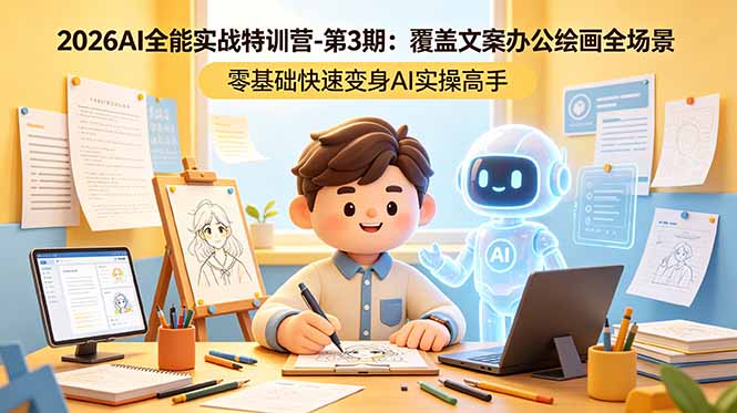 2026AI全能实战特训营-第3期:覆盖文案办公绘画全场景 零基础快速变身AI实操高手-小行网创