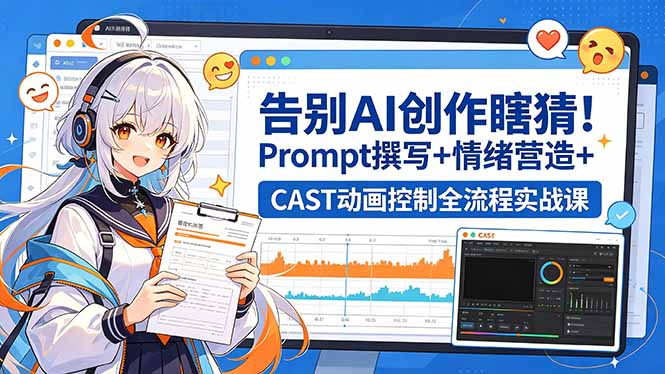 告别AI创作瞎猜!Prompt撰写+情绪营造+CAST动画控制全流程实战课-小行网创