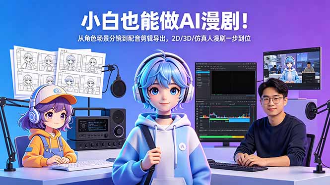 小白也能做AI漫剧！从角色场景分镜到配音剪辑导出，2D/3D/仿真人漫剧一步到位-小行网创