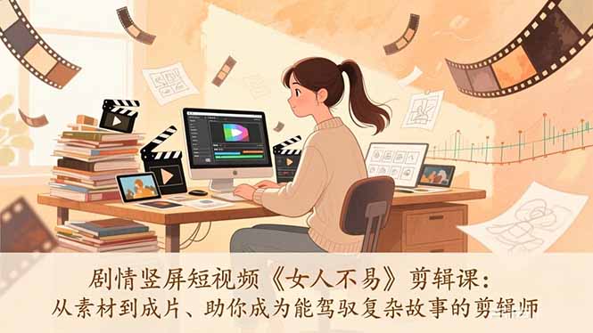 剧情竖屏短视频《女人不易》剪辑课：从素材到成片、助你成为能驾驭复杂故事的剪辑师-小行网创