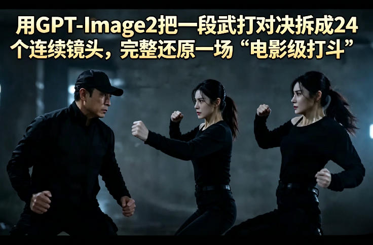 用GPT-Image2把一段武打对决拆成24个连续镜头，完整还原一场“电影级打斗”-小行网创