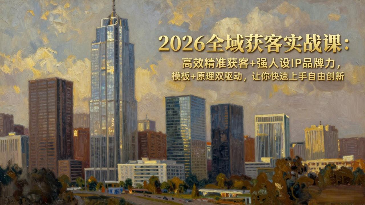 2026全域获客实战课：高效精准获客+强人设IP品牌力，模板+原理双驱动，让你快速上手自由创新-小行网创