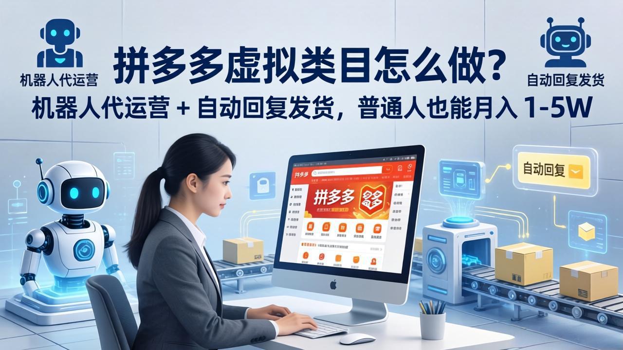 拼多多虚拟类目怎么做？机器人代运营 + 自动回复发货，普通人也能月入 1-5W-小行网创