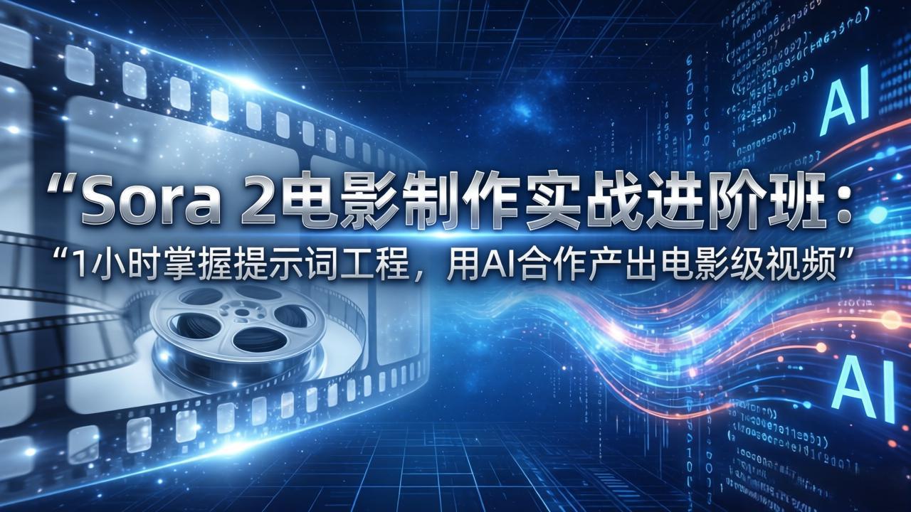 Sora 2电影制作实战进阶班：1小时掌握提示词工程，用AI合作产出电影级视频-小行网创