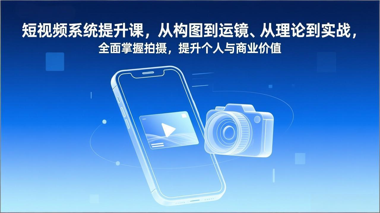 短视频系统提升课，从构图到运镜、从理论到实战，全面掌握拍摄，提升个人与商业价值-小行网创