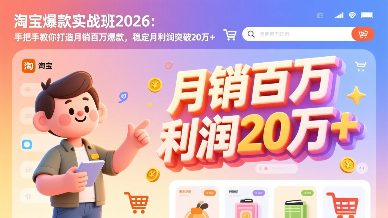 淘宝爆款实战班-2026年3月更新：手把手教你打造月销百万爆款，稳定月利润突破20万+-小行网创