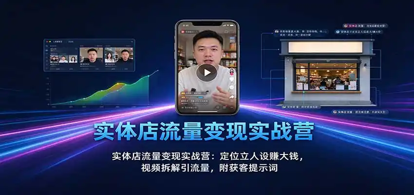实体店流量变现实战营：定位立人设赚大钱，视频拆解引流量，附获客提示词-小行网创