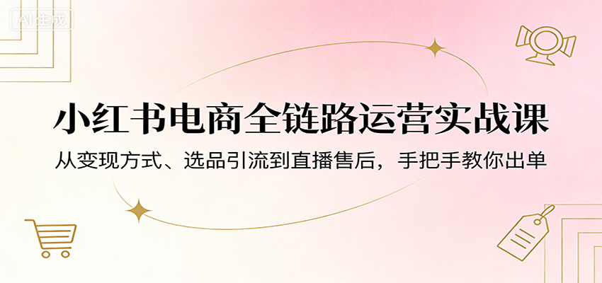 小红书电商全链路运营实战课:从变现方式、选品引流到直播售后,手把手教你出单-小行网创